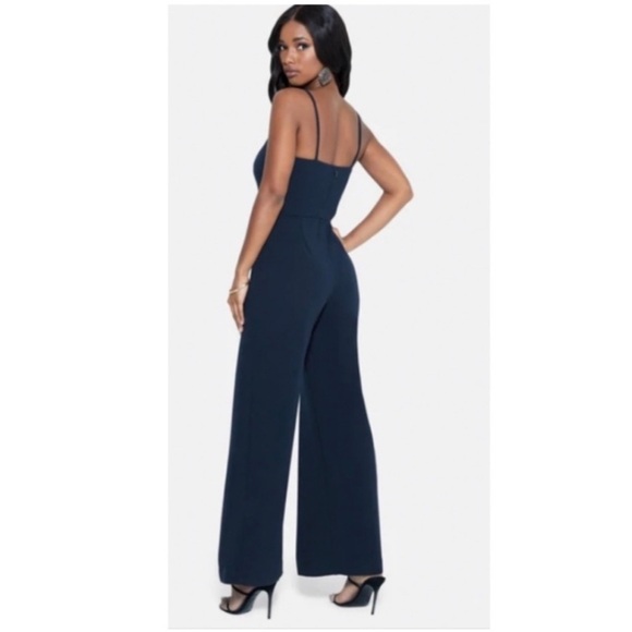Bebe Open Leg Scuba Jumpsuit in Black. - Picture 4 of 9